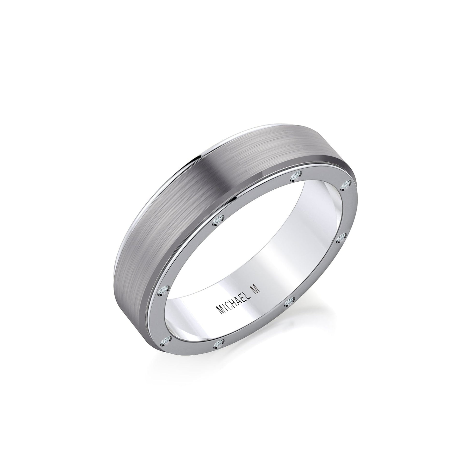 MICHAEL M Men's 14K White Gold/ Titanium / 7 Men's Band MB116 MB-116WG14K