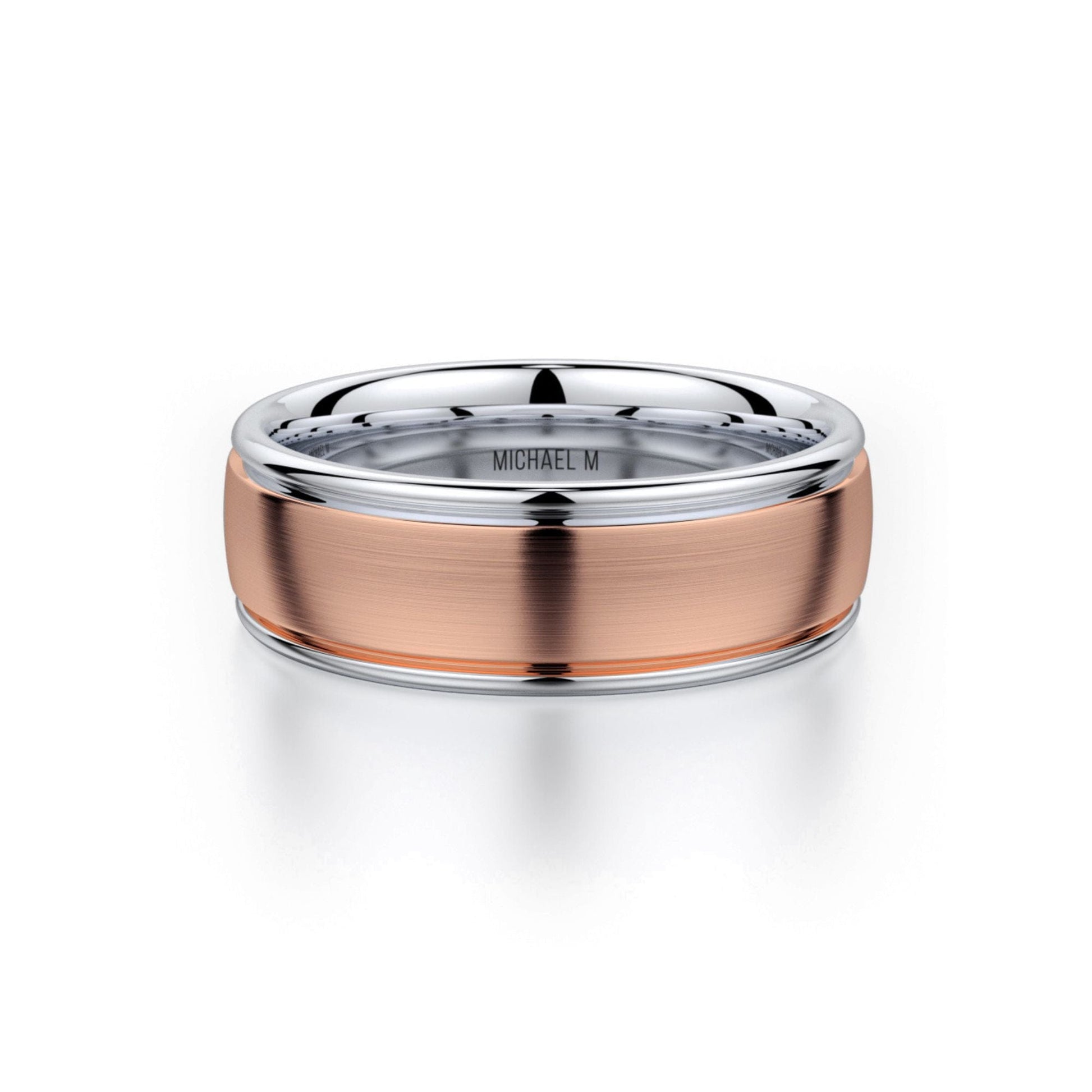 MICHAEL M Men's 18K Rose Gold/Platinum / 7 Men's Band MB106 Two-Tone MB-106RG