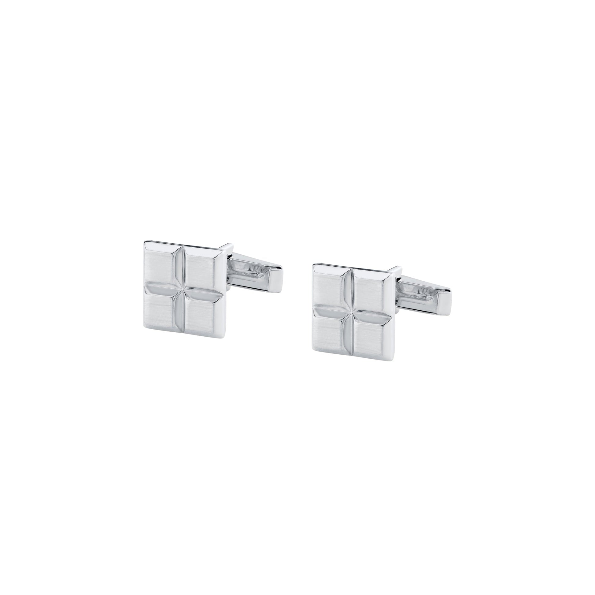 MICHAEL M Men's 18K White Gold Men's Block Cufflings CL105