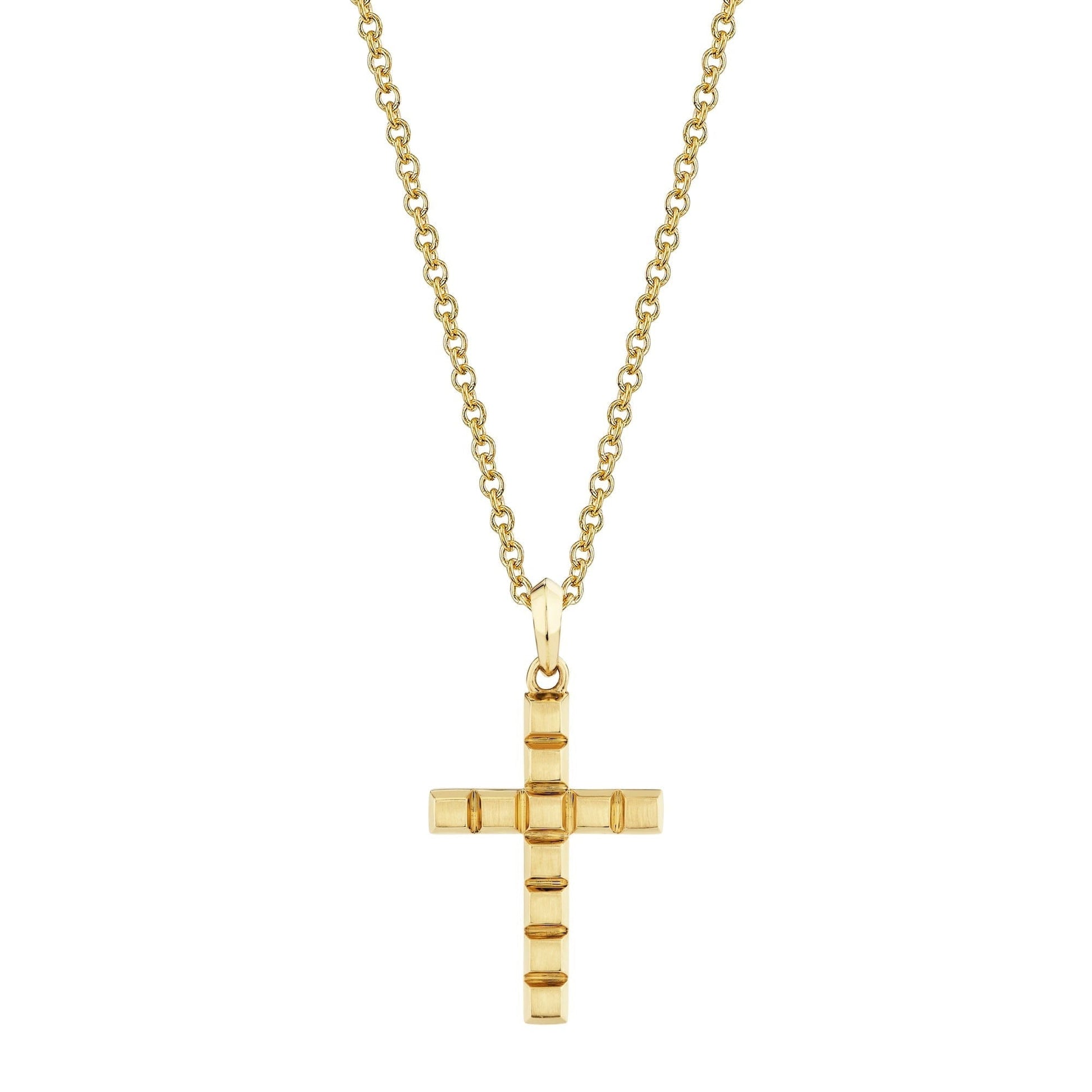 MICHAEL M Men's 18K Yellow Gold Mens Block Cross Pendant MP243