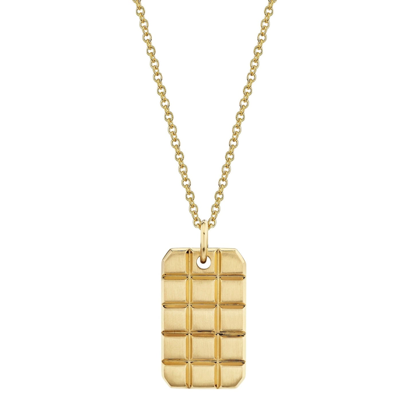 MICHAEL M Men's 18K Yellow Gold Mens Block Dog Tag Necklace MP242
