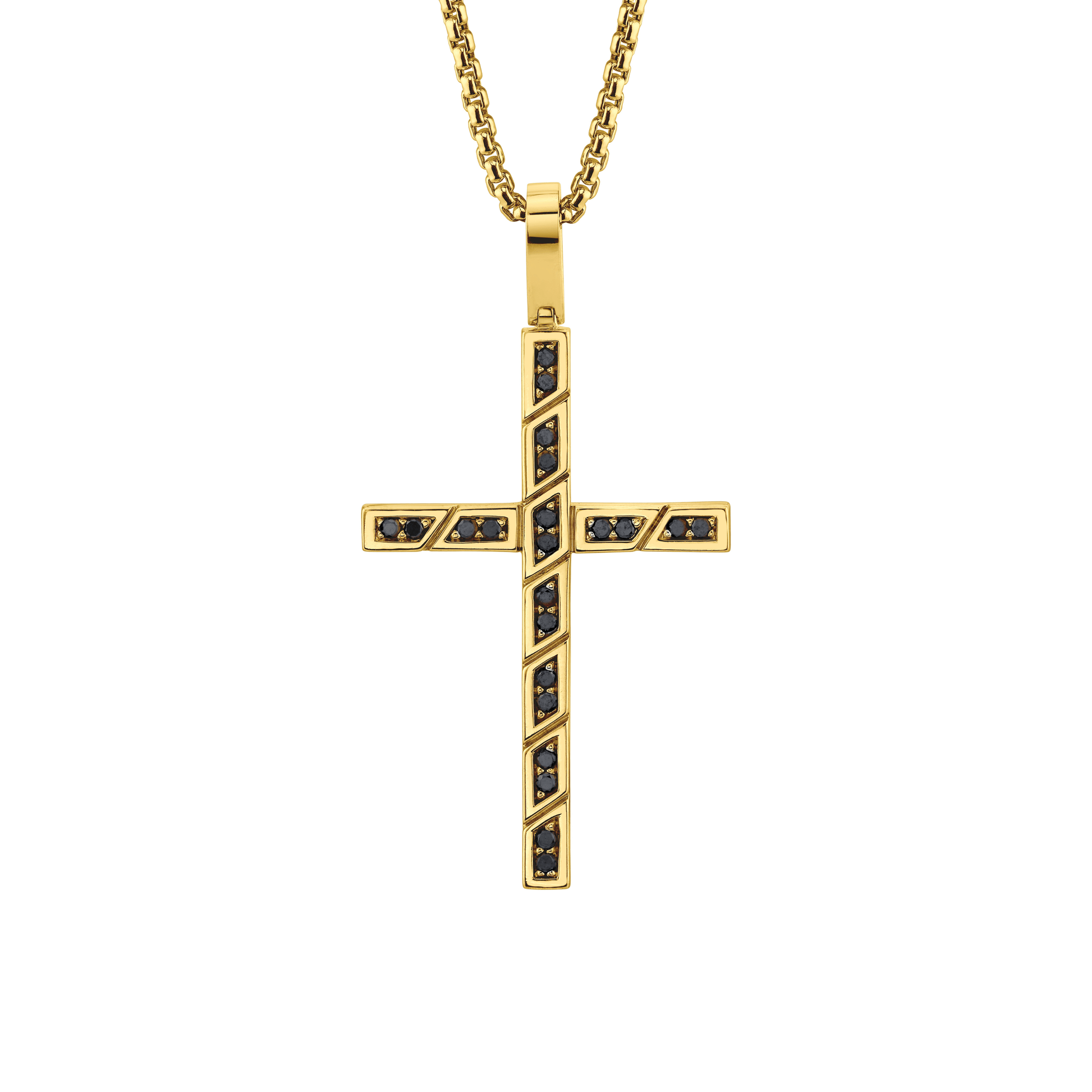 MICHAEL M Men's Box Black Diamond Cross Pendant