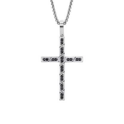 MICHAEL M Men's Box Black Diamond Cross Pendant