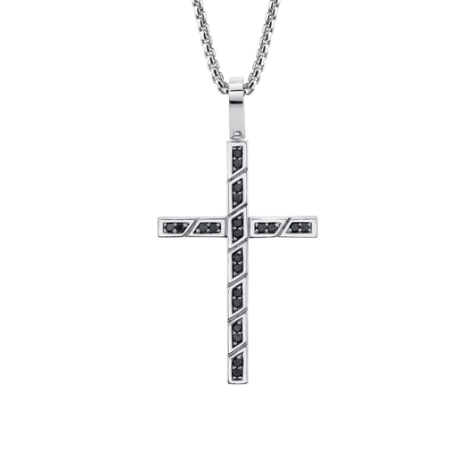 MICHAEL M Men's Box Black Diamond Cross Pendant