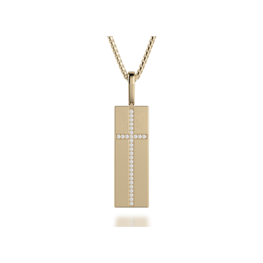 Diamond Cross Tag Necklace