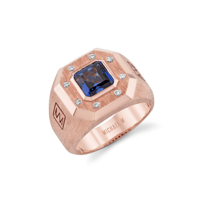 MICHAEL M Men's Men's Blue Sapphire Signet Ring