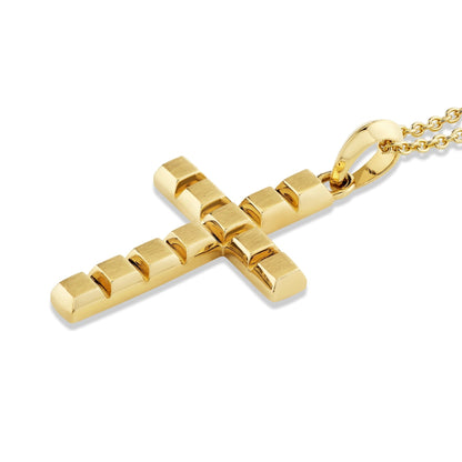 Mens Block Cross Pendant