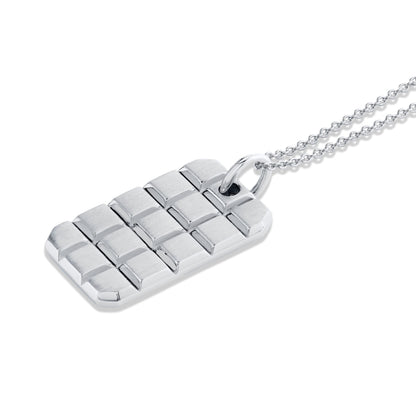 Mens Block Dog Tag Necklace