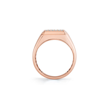 Mens Block Signet Ring with Pave