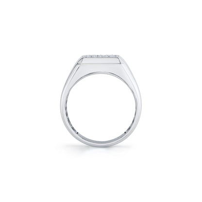 Mens Block Signet Ring with Pave