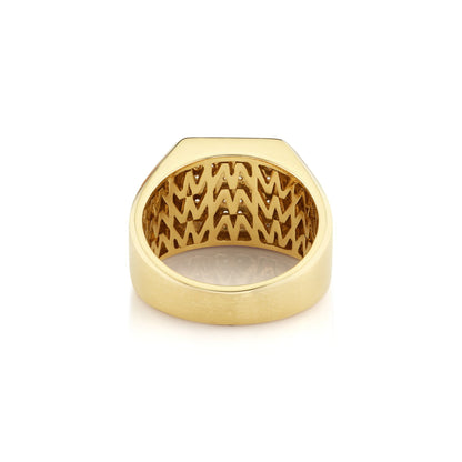 Mens Block Signet Ring with Pave