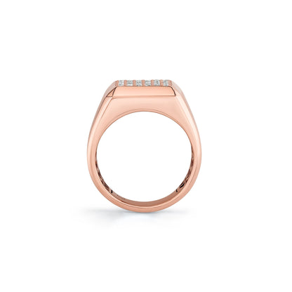 Mens Pinky Signet Ring with Pave