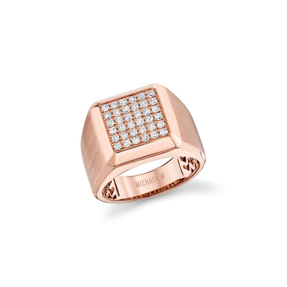 Mens Pinky Signet Ring with Pave