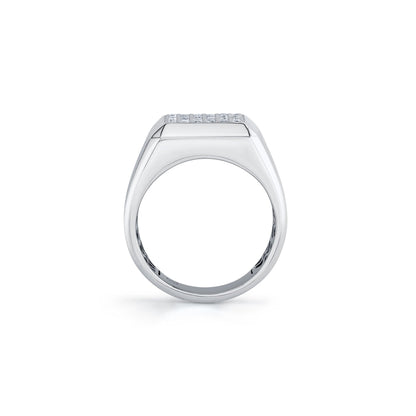 Mens Pinky Signet Ring with Pave