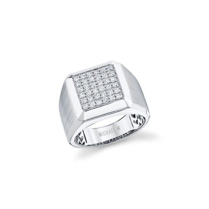 Mens Pinky Signet Ring with Pave