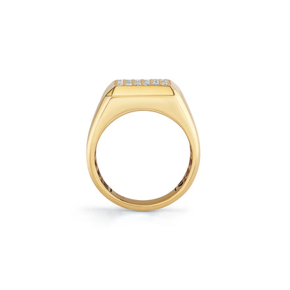 Mens Pinky Signet Ring with Pave