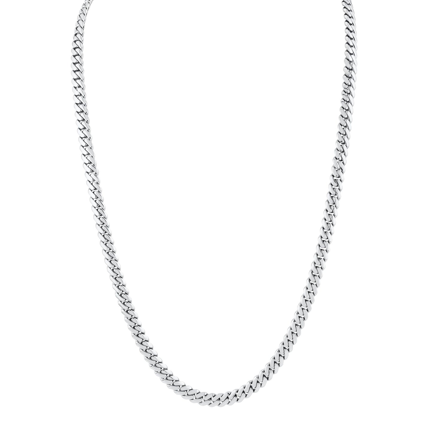 MICHAEL M Men's Silver 6.5mm Silver Men's Cuban Chain Necklace S-MC201