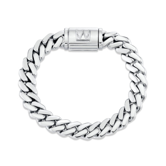 MICHAEL M Men's Silver / Small: 7.5” 10mm Silver Men's Cuban Chain Bracelet