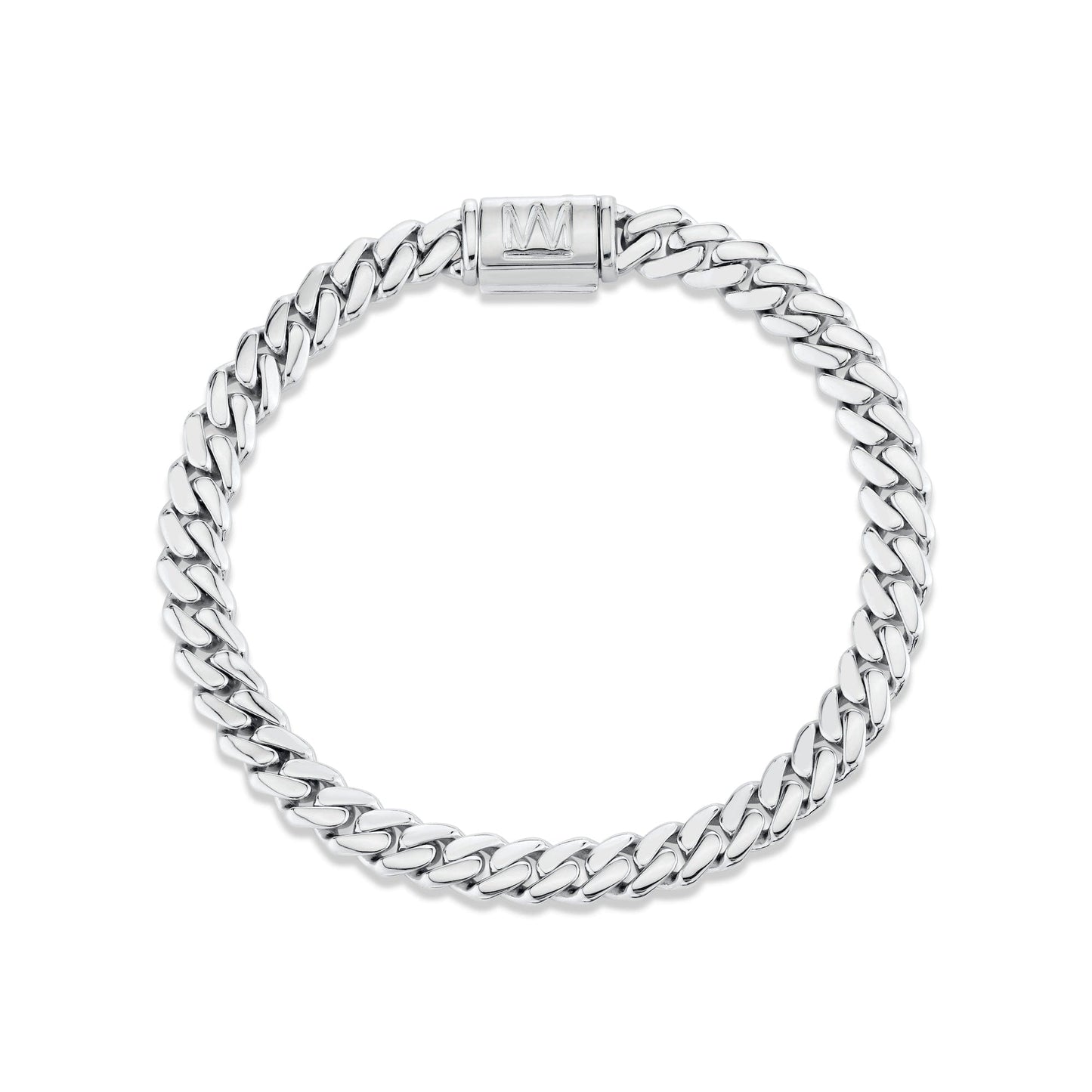 MICHAEL M Men's Silver / Small: 7.5” 8mm Silver Men's Cuban Chain Bracelet