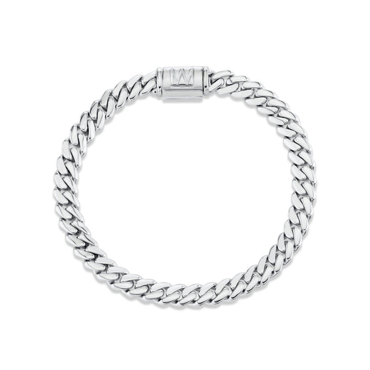 MICHAEL M Men's Silver / Small: 7.5” 8mm Silver Men's Cuban Chain Bracelet