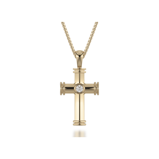 Single Diamond Cross Pendant