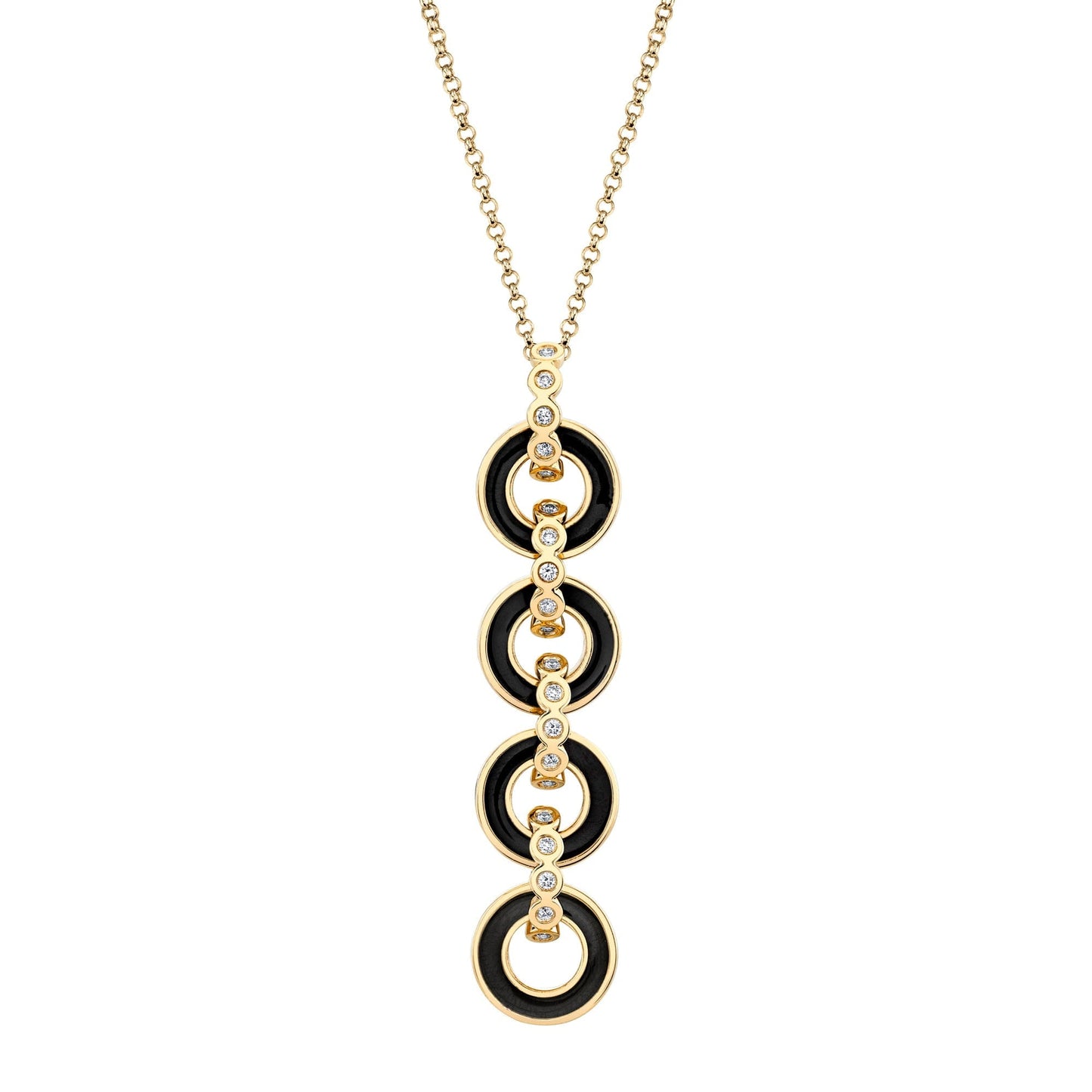 MICHAEL M Necklace 14k Yellow Gold / Black Chroma Arch Drop Pendant P494