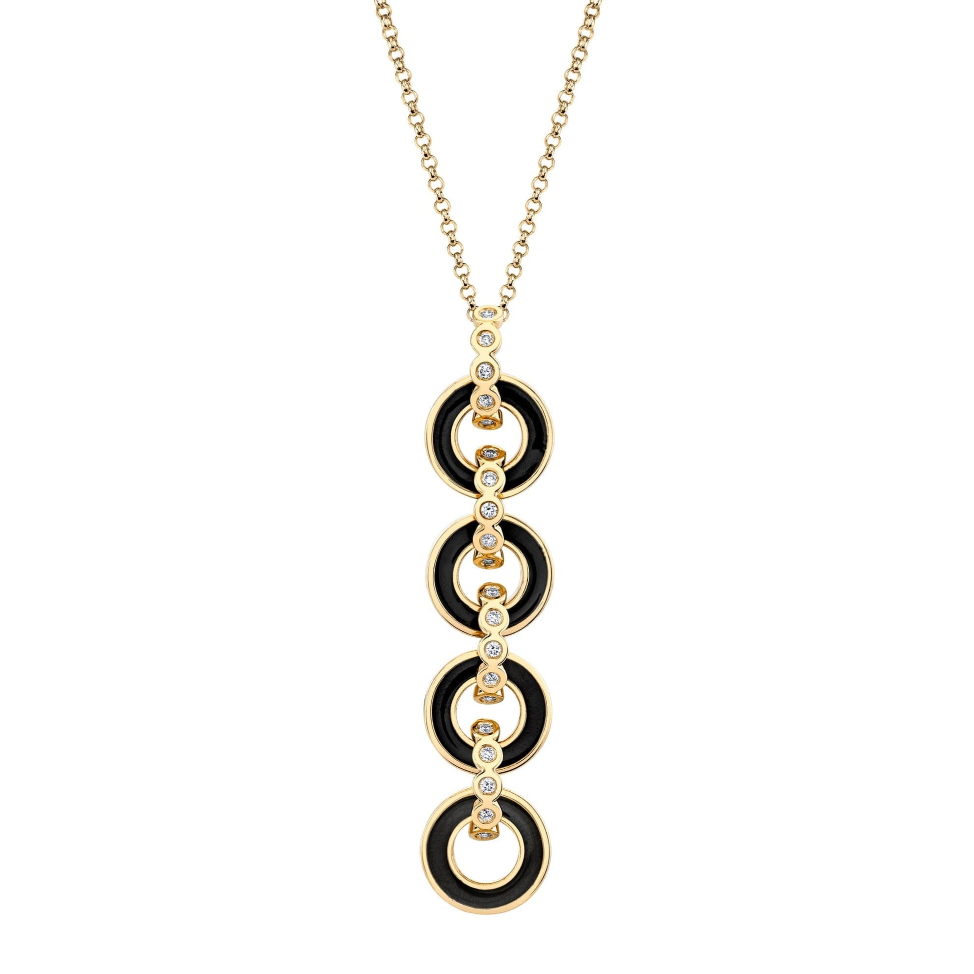 MICHAEL M Necklace 14k Yellow Gold / Black Chroma Arch Drop Pendant P494
