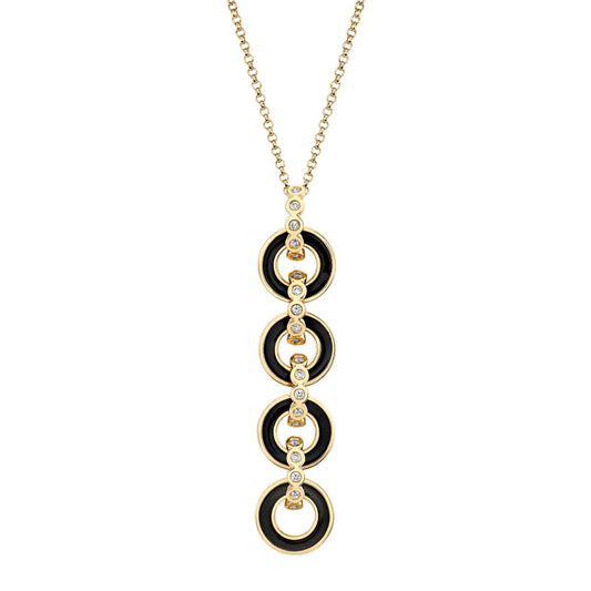 MICHAEL M Necklace 14k Yellow Gold / Black Chroma Arch Drop Pendant P494
