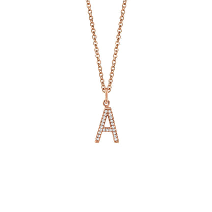 MICHAEL M Necklaces 14K Rose Gold / A Diamond Initial Pendant P141A