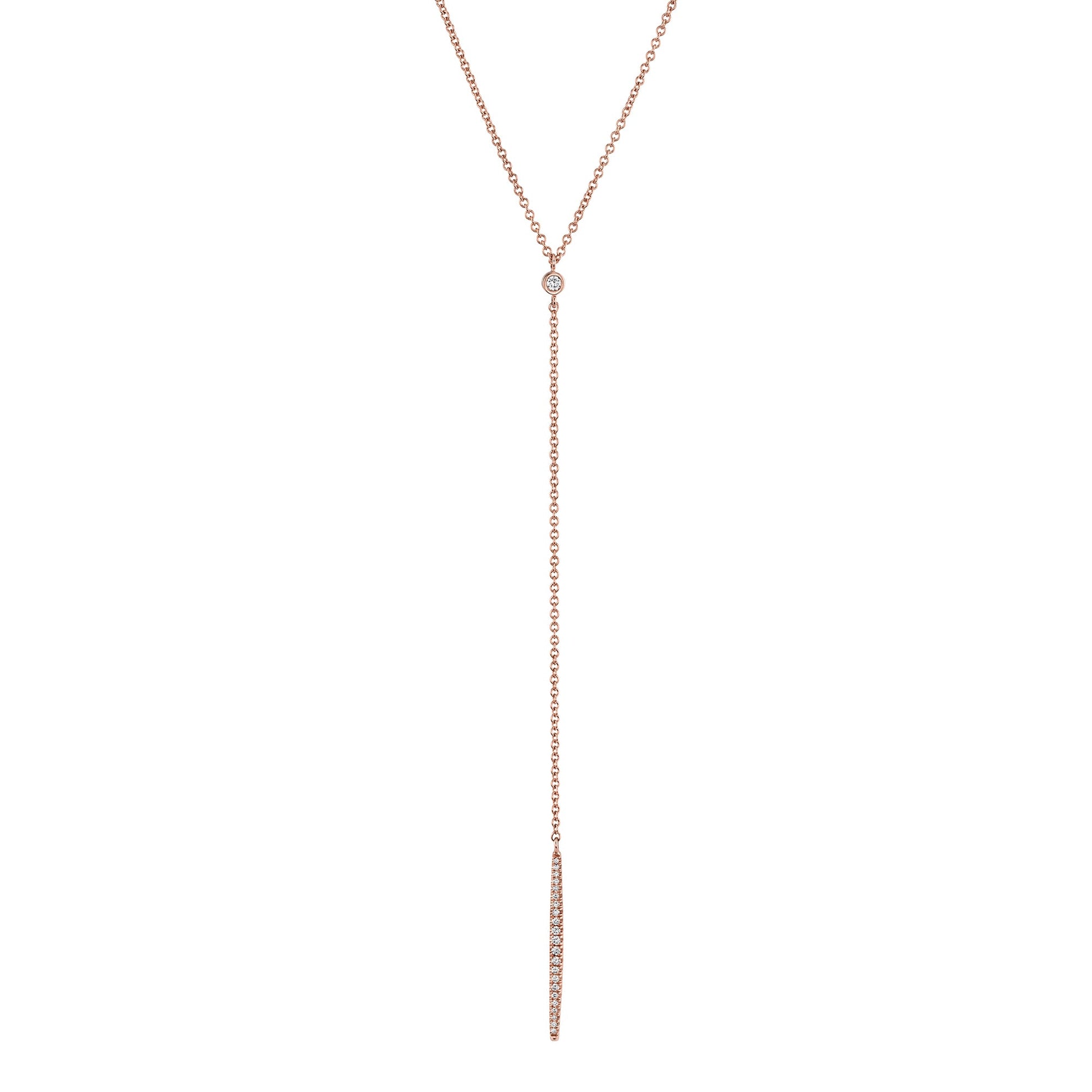 MICHAEL M Necklaces 14K Rose Gold Diamond Linear Drop Necklace CN216-RG