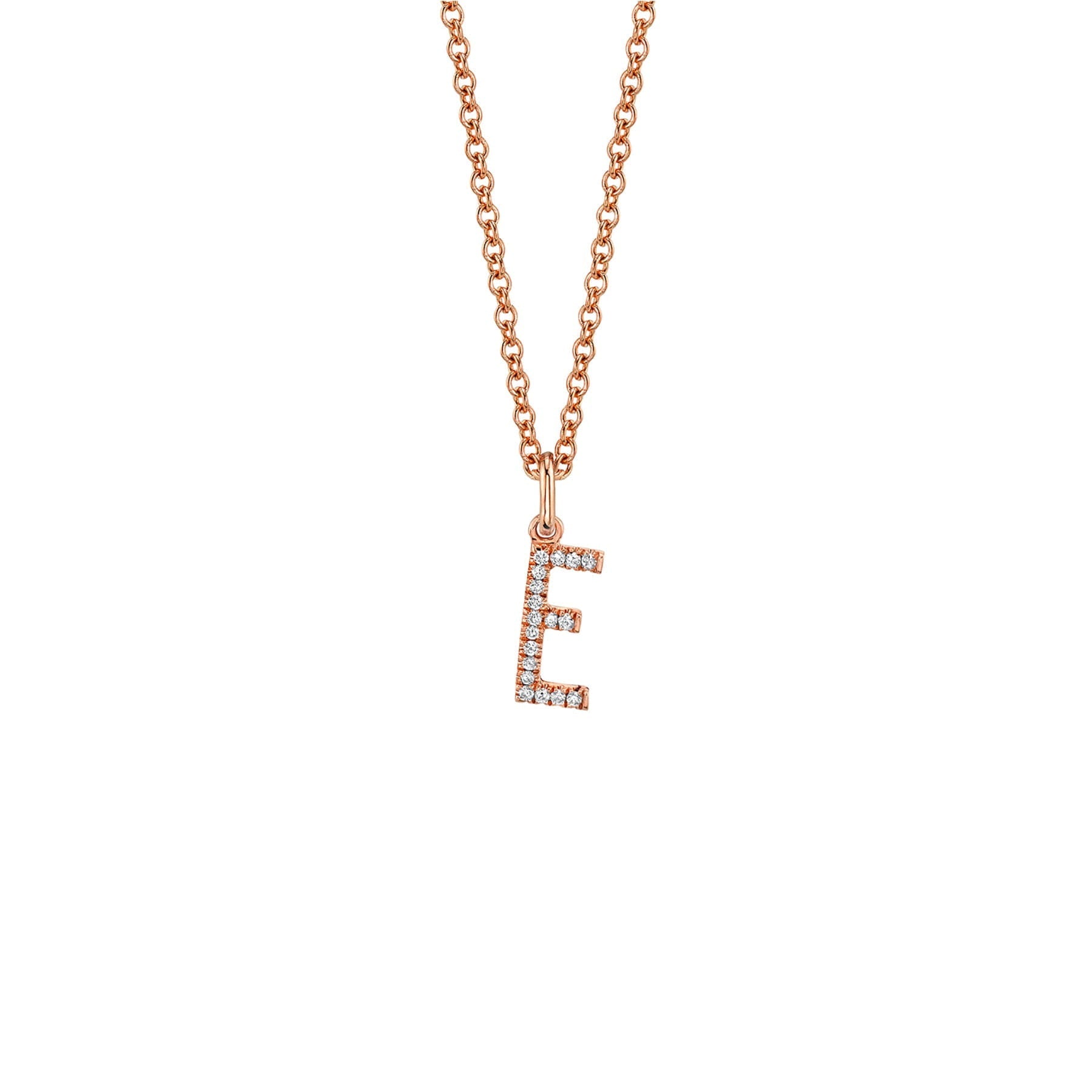 MICHAEL M Necklaces 14K Rose Gold / E Diamond Initial Pendant P141E