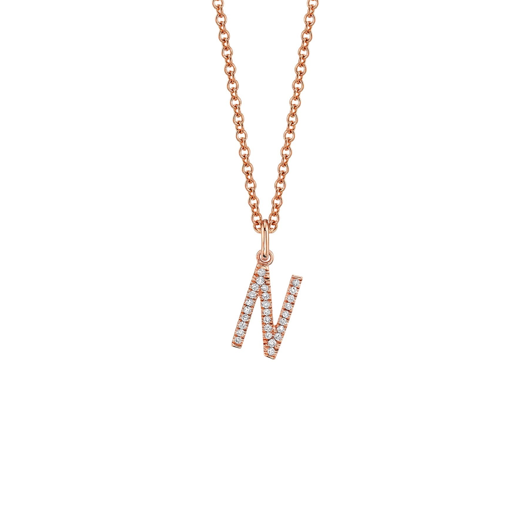 MICHAEL M Necklaces 14K Rose Gold / N Diamond Initial Pendant P141N