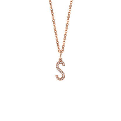 MICHAEL M Necklaces 14K Rose Gold / S Diamond Initial Pendant P141S