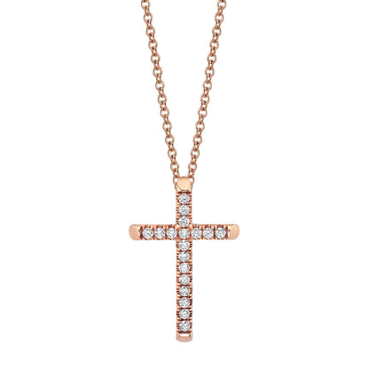 MICHAEL M Necklaces 14K Rose Gold Small Diamond Cross Pendant P139S-RG