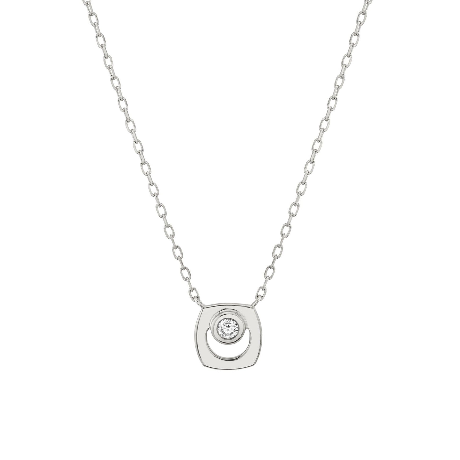 MICHAEL M Necklaces 14K White Gold / Diamond - April Signature Birthstone Necklace CN435DI