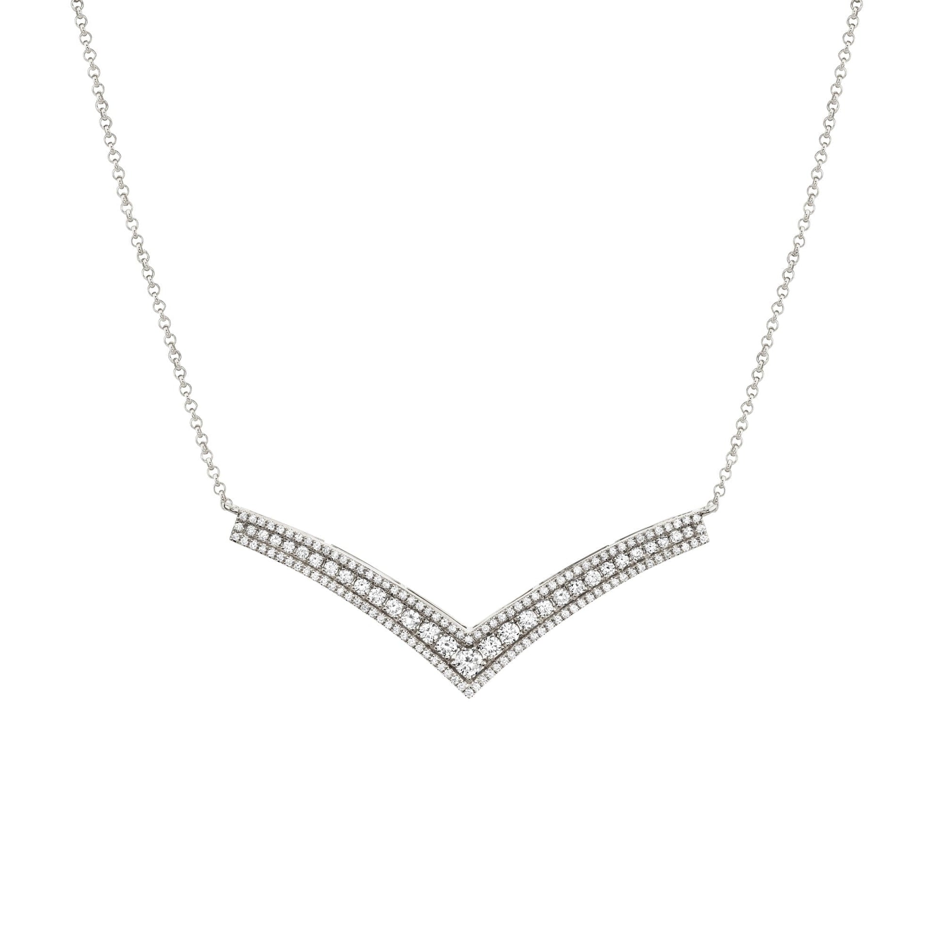 MICHAEL M Necklaces 14K White Gold Europa Chevron Necklace CN399-14WYG