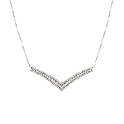 MICHAEL M Necklaces 14K White Gold Europa Chevron Necklace CN399-14WYG