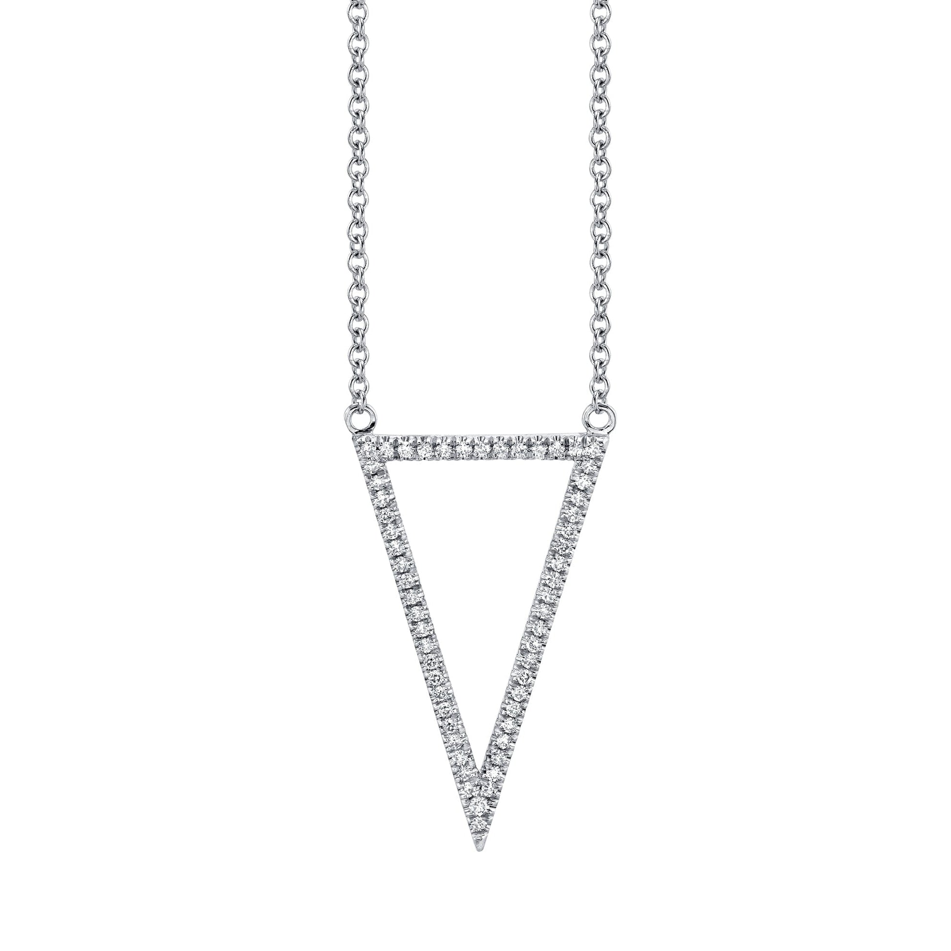 MICHAEL M Necklaces 14K White Gold Geometric Triangle Diamond Pendant P226WG