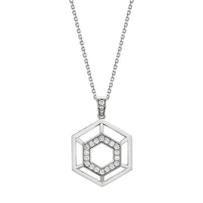 MICHAEL M Necklaces 14K White Gold Hex Truss Pendant P510