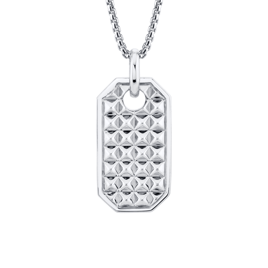 MICHAEL M Necklaces 14K White Gold Men's Tetra Dog Tag