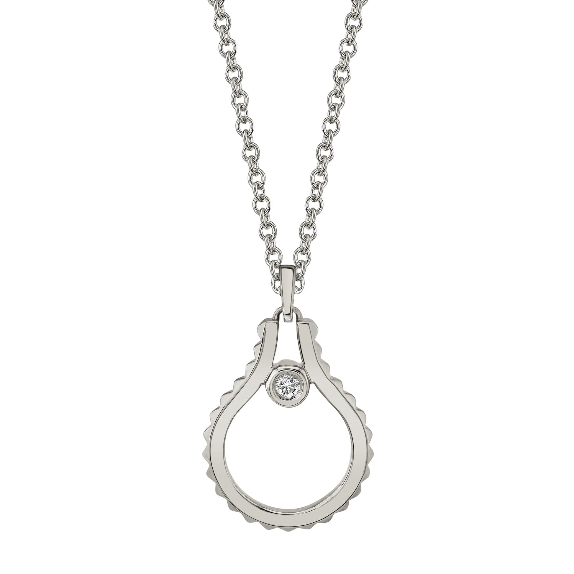 MICHAEL M Necklaces 14K White Gold Mini Signature MM Tetra Pendant P379WG