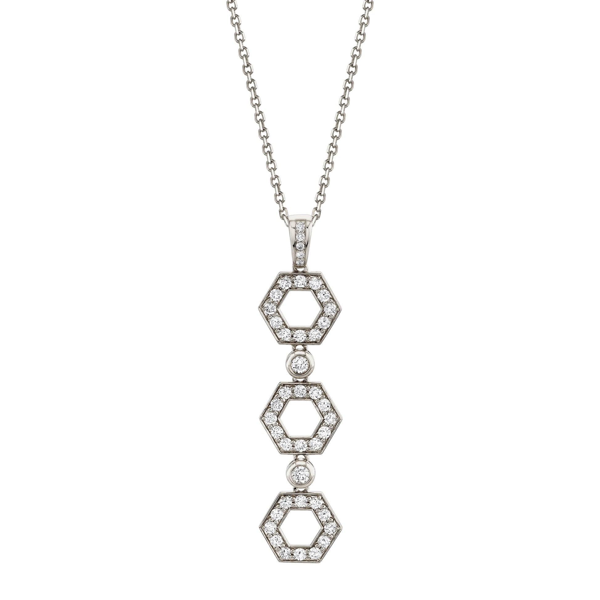 MICHAEL M Necklaces 14K White Gold Pavé Hex Infinity Pendant P506