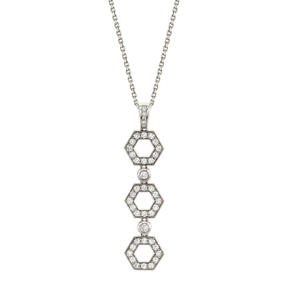 MICHAEL M Necklaces 14K White Gold Pavé Hex Infinity Pendant P506