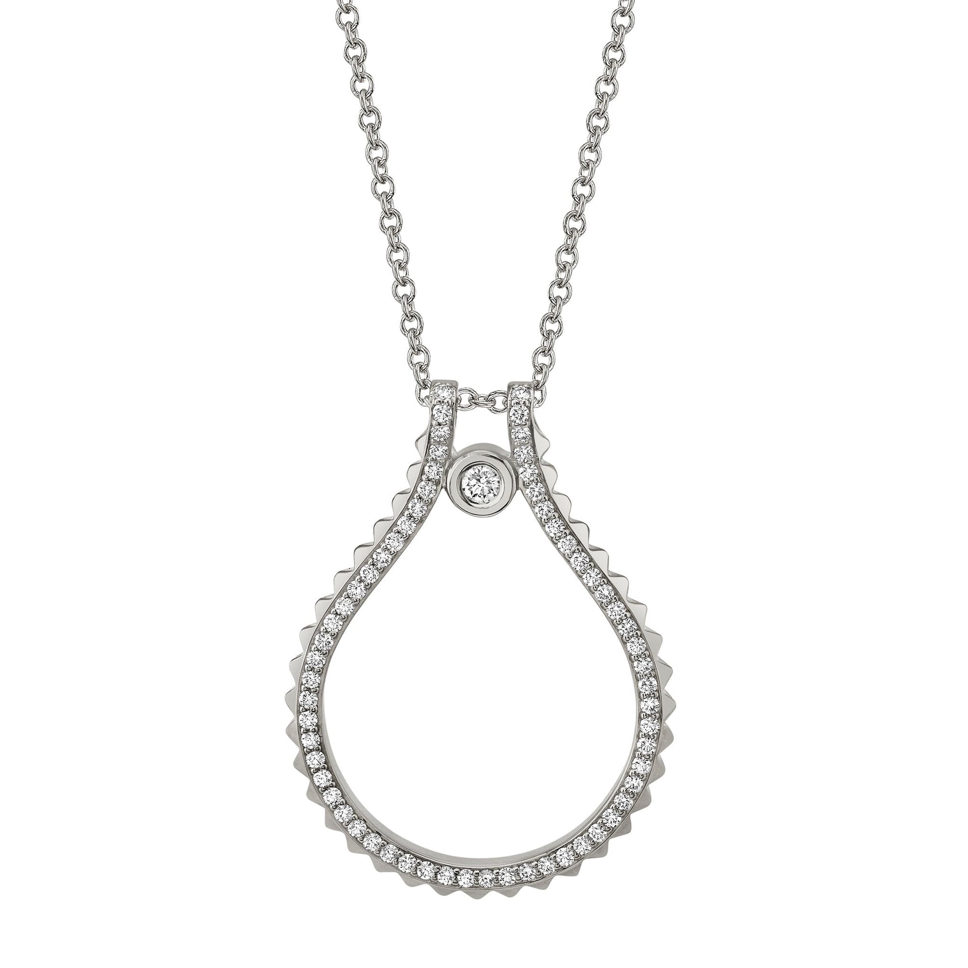 MICHAEL M Necklaces 14K White Gold Pavé Signature MM Tetra Pendant P373WG