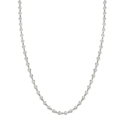 MICHAEL M Necklaces 14K White Gold Round Bezel Tennis Necklace CN411WG