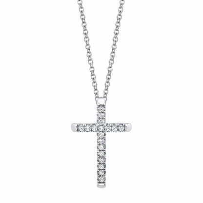 MICHAEL M Necklaces 14K White Gold Small Diamond Cross Pendant P139S-WG