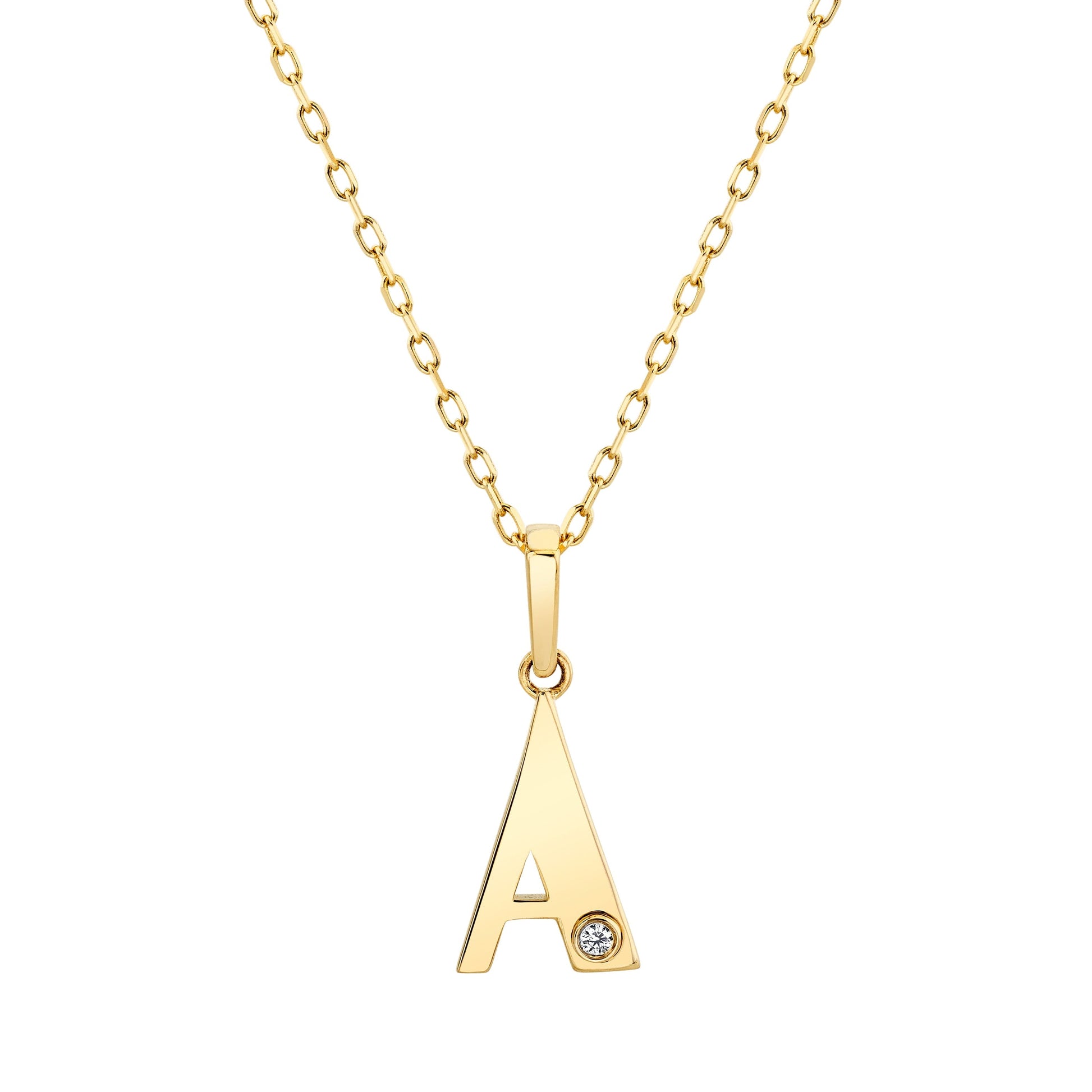 MICHAEL M Necklaces 14K Yellow Gold / A Deco Initial Charm P403A-NC