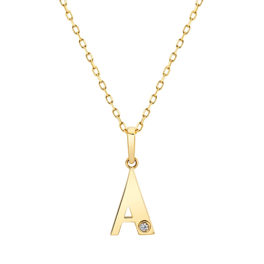 MICHAEL M Necklaces 14K Yellow Gold / A Deco Initial Charm P403A-NC