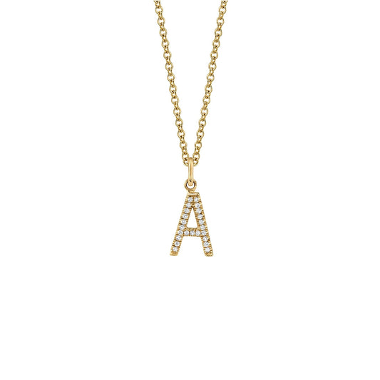 MICHAEL M Necklaces 14K Yellow Gold / A Diamond Initial Pendant P141A