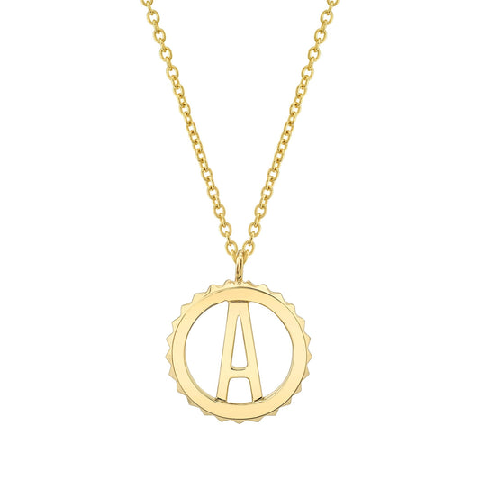 MICHAEL M Necklaces 14K Yellow Gold / A Mini Tetra Initial Medallion P364YG